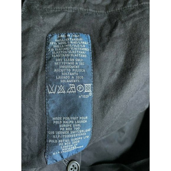 Polo Ralph Lauren Wool Pants Made in Italy Gray Cuffed Flat Front Mens 33x29. - Picture 7 of 11